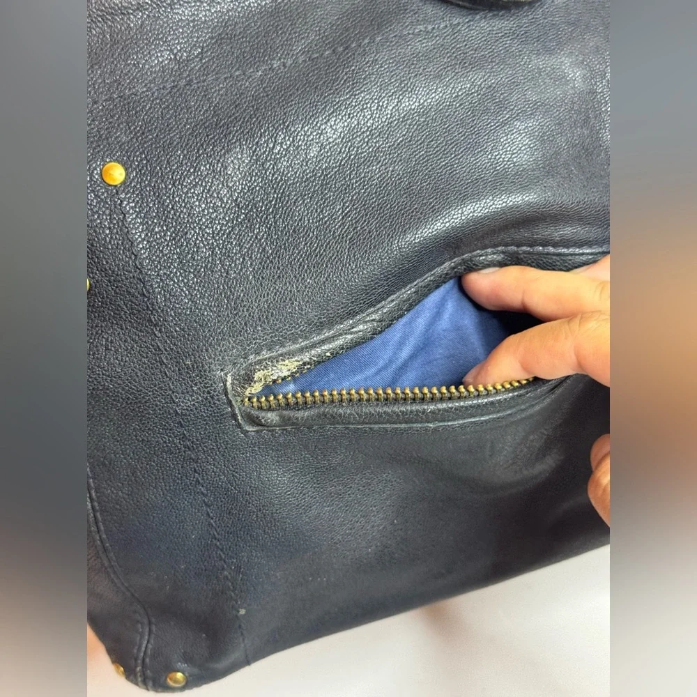 Jerome Dreyfuss Jacques Navy Blue Leather Handbag 2Way